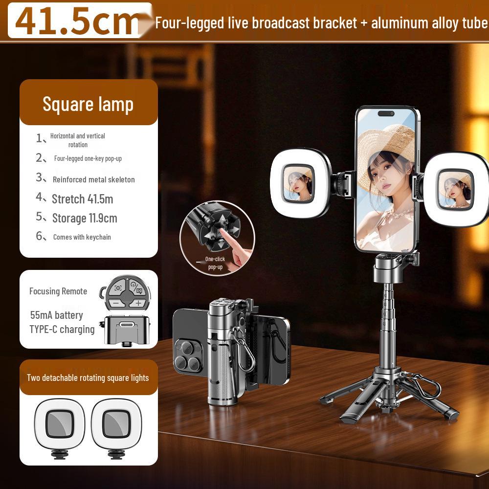 Compact 360° Rotating Selfie Stick with Bluetooth Remote for Live Streaming and Photography