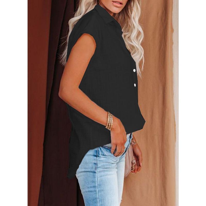 YYFS Moda damă ocazional vară primăvară culoare uni imprimeu mânecă scurtă cu gât POLO Bluze și cămăși