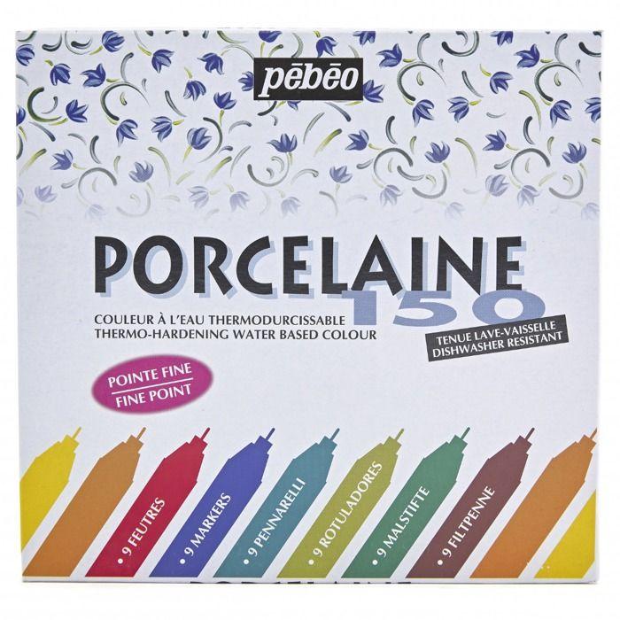 Porcelain Markers - Pebeo - 9 Markers - Fine Tip - Bright Colors - For Children Ages 10 and Up