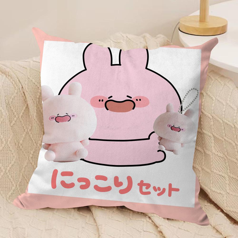 Cartoon Cute Asamimichaan Cushion Cover Silky Short Plush DoubleSided Printed Pillow Case for Sofa All Seasons Home Decor Gift