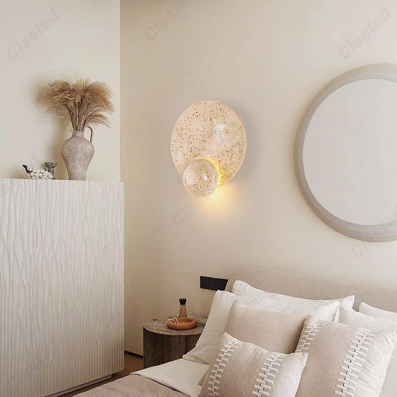 European LED Yellow Cave Stone Cream Wall Lamp Living Room Study Bedroom Bedside Atmosphere Decorative Lighting Lamps