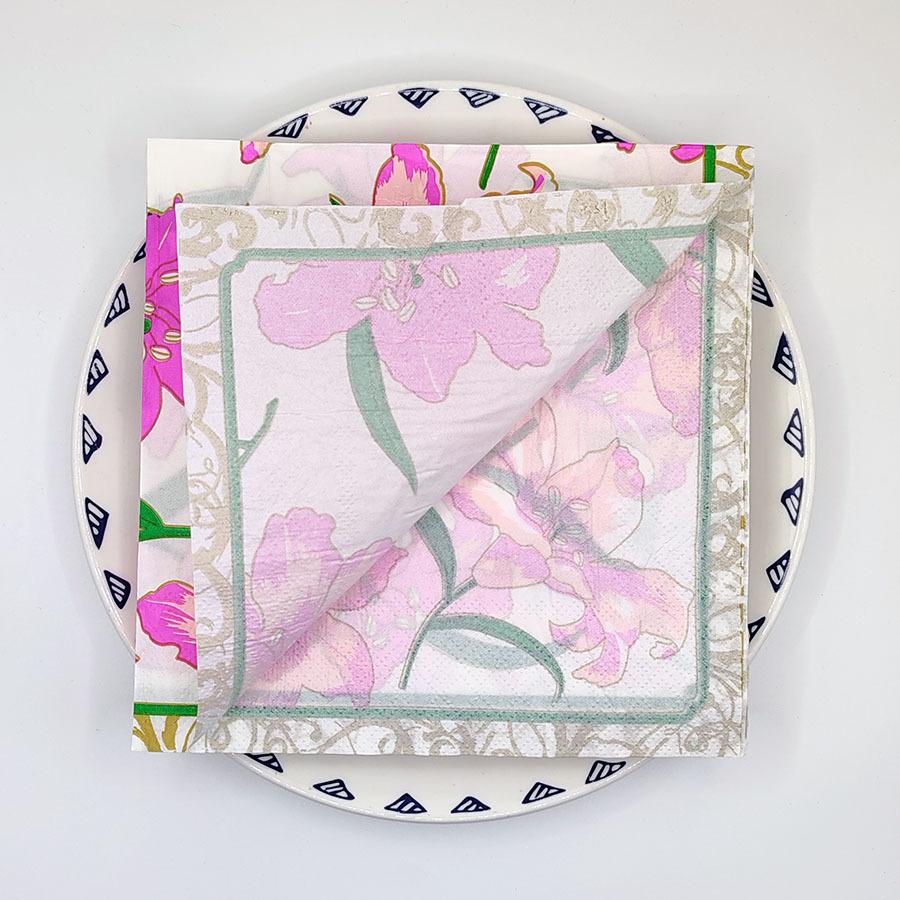 20pcs/pac Floral Printed Paper Napkins for Wedding Colorful Facial Tissues for Party Table Setting Disposable Dinner Napkins