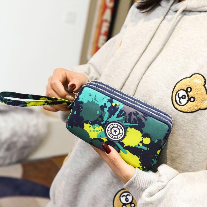 2023 Waterproof Women's Three-layer Zipper Coin Wallet Cosmetic Bag Canvas Women Purse Clutch Women's Purse Best Phone Wallet
