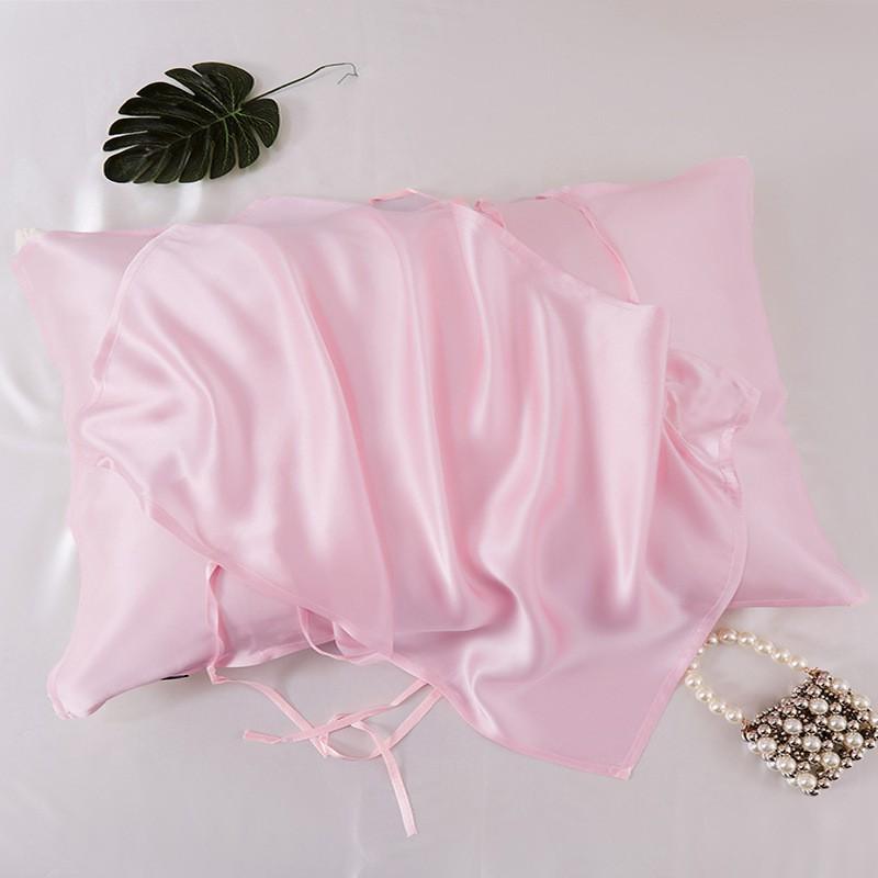 100% Pure Mulberry Silk Pillowcase With Tie - Soft Breathable Sleep Accessory Sensitive Skin