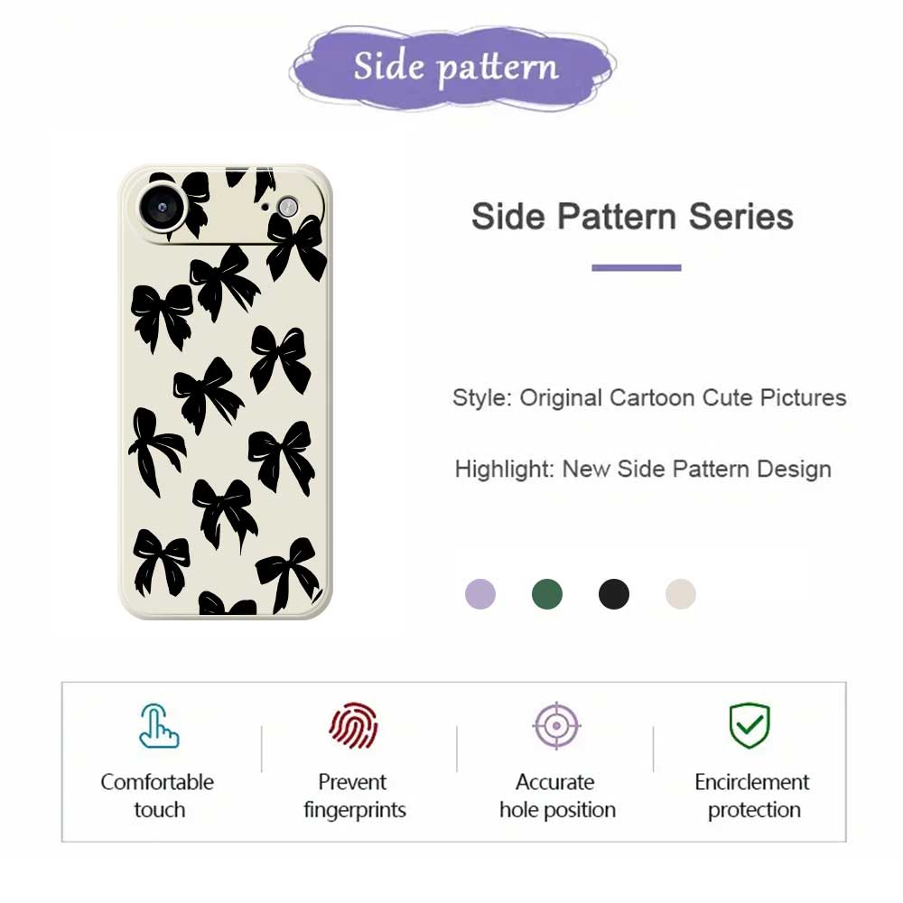For iPhone 17 Air Case Black Bow Pattern Printing Straight Edge TPU Phone Back Cover