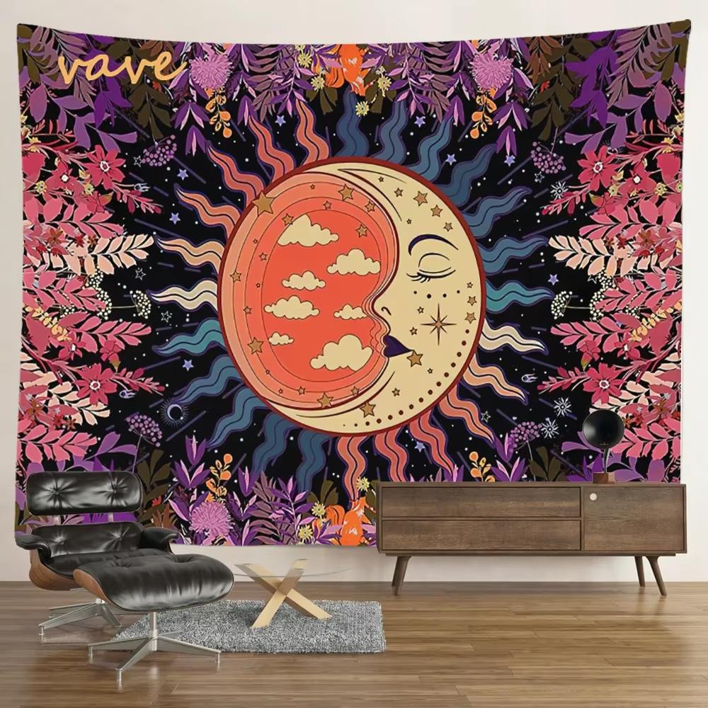 Sun Moon Tarot Tapestry Wall Hanging Bohemian Style Witchcraft Astrology Cloth Fabric Tapestry Flag Living Room Background Cloth