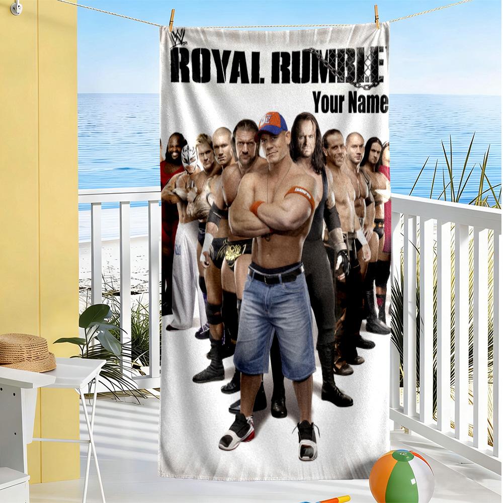 Royal Rumbl Personalized Text Beach Towel Quick-Dry Soft Microfiber Suitable for Swimming Gym Camping Yoga Vacation