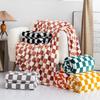 Checkered Flannel Print Coral Fleece Blanket - Bed Sheet & Air Conditioning Throw Gift
