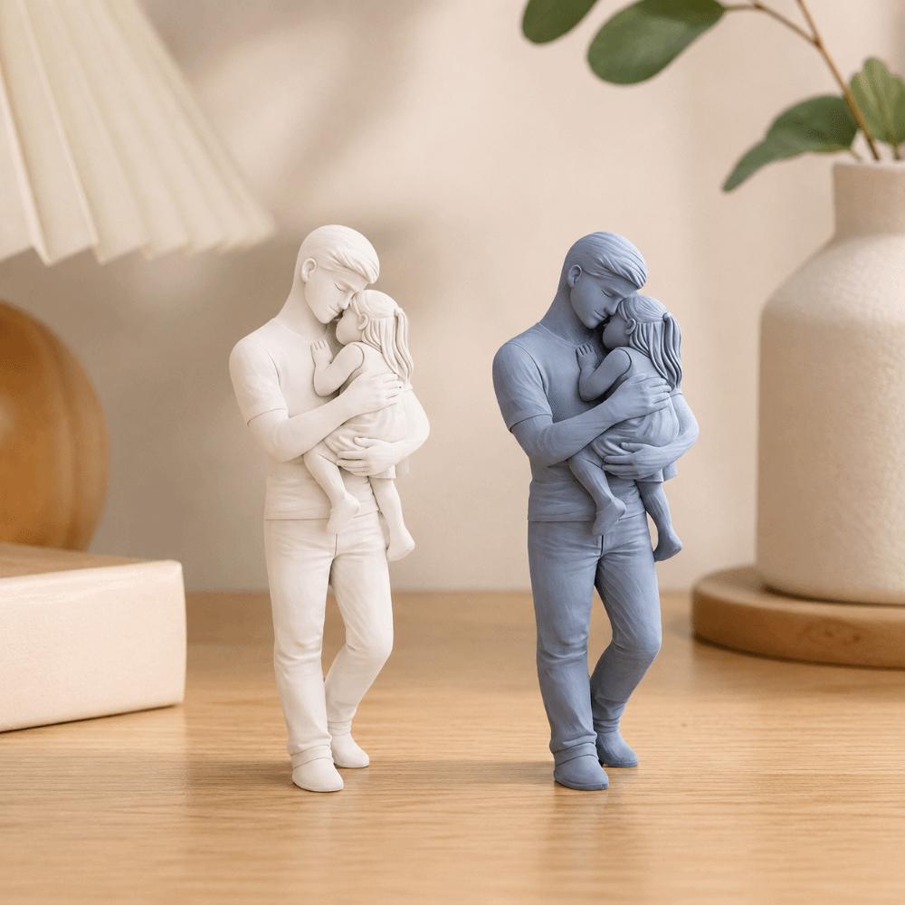 3D Printed Father and Girl Statues Standing Nordic-Style Ornaments Father's Day
