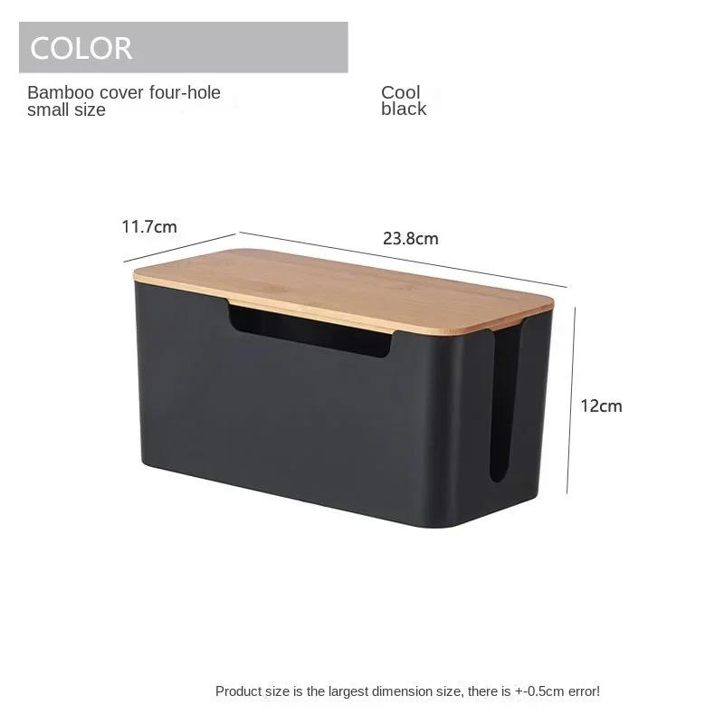 Fa irodai kábel tároló doboz Tápvonal Vezetékkezelés Szervező Töltő Aljzat Hálózati Vonal Tároló Tálcák Asztali tárolók