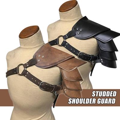 Medieval Renaissance Pirate Shoulder Armor Men's Knight Gladiator Pauldrons Gothic Steampunk PU Leather Chest Armour Cosplay