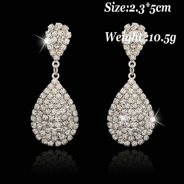 Shining Luxurious Austrian Crystal Full Clip Earrings Without Piercing Clip On Earring For Women Wedding Party Prom Jewelry
