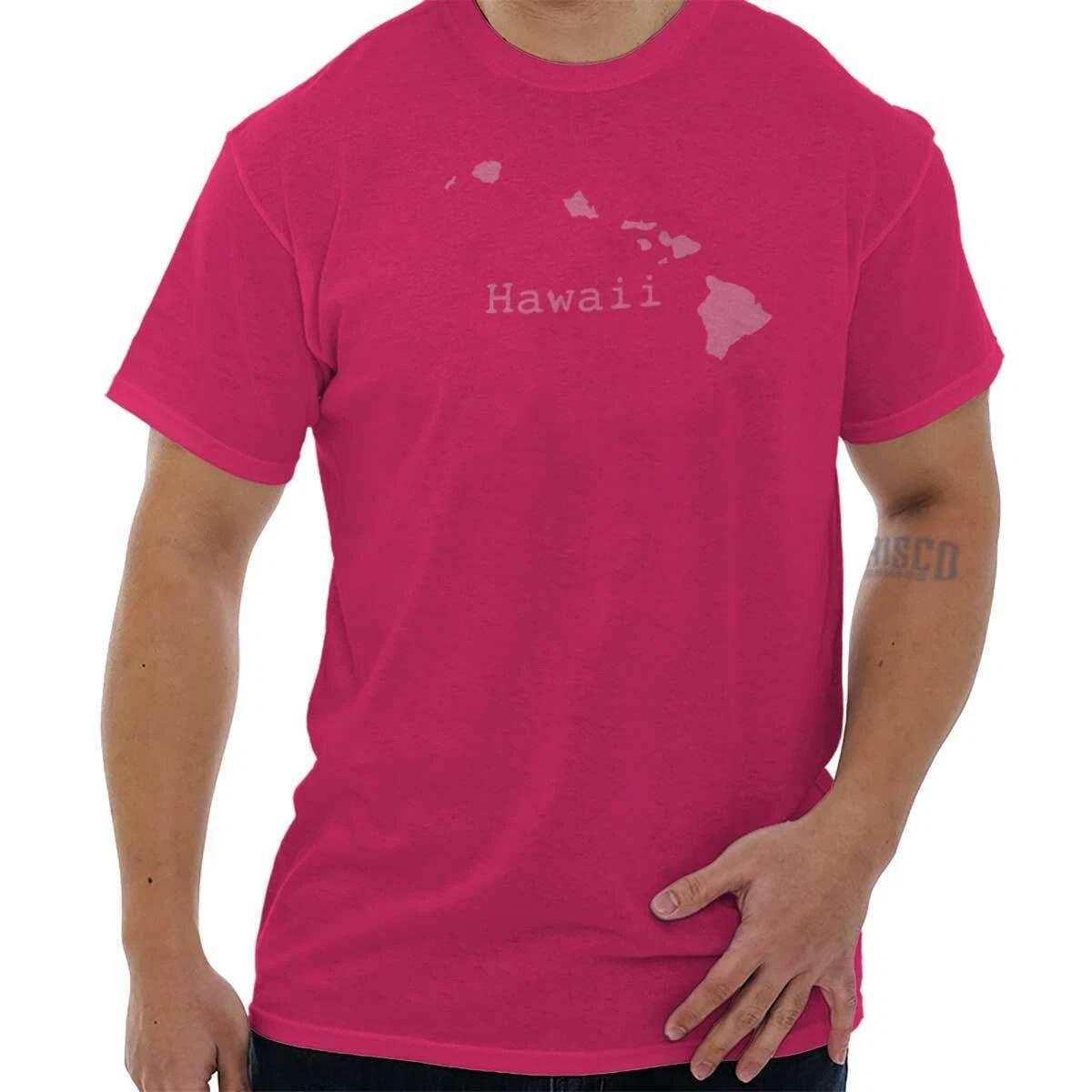 Hawaii State Islands Map Travel Souvenir Womens or Mens Crewneck T Shirt Tee L