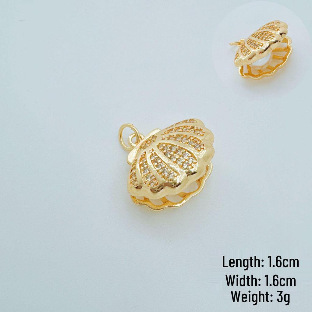 Cross Ocean Shell Conch Drip Oil Gold-Plated Zircon Necklace Pendant Jewelry Accessory