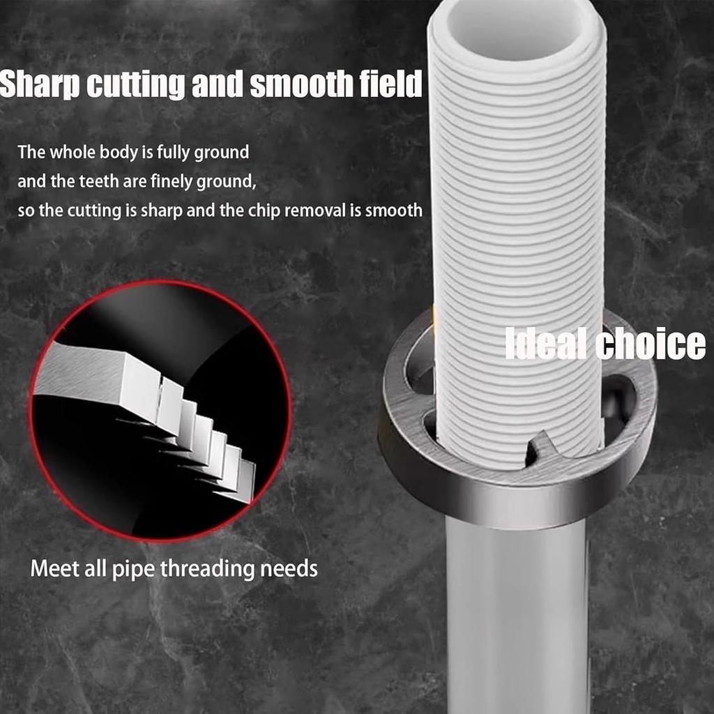 Electric Drill Compatible Pvc Pipe Threader Kit, 1/2'' 3/4'' 1'' Dies, Internal & External Threading Tool for Pvc Pipes, Plumbing Re-Threader Kit for