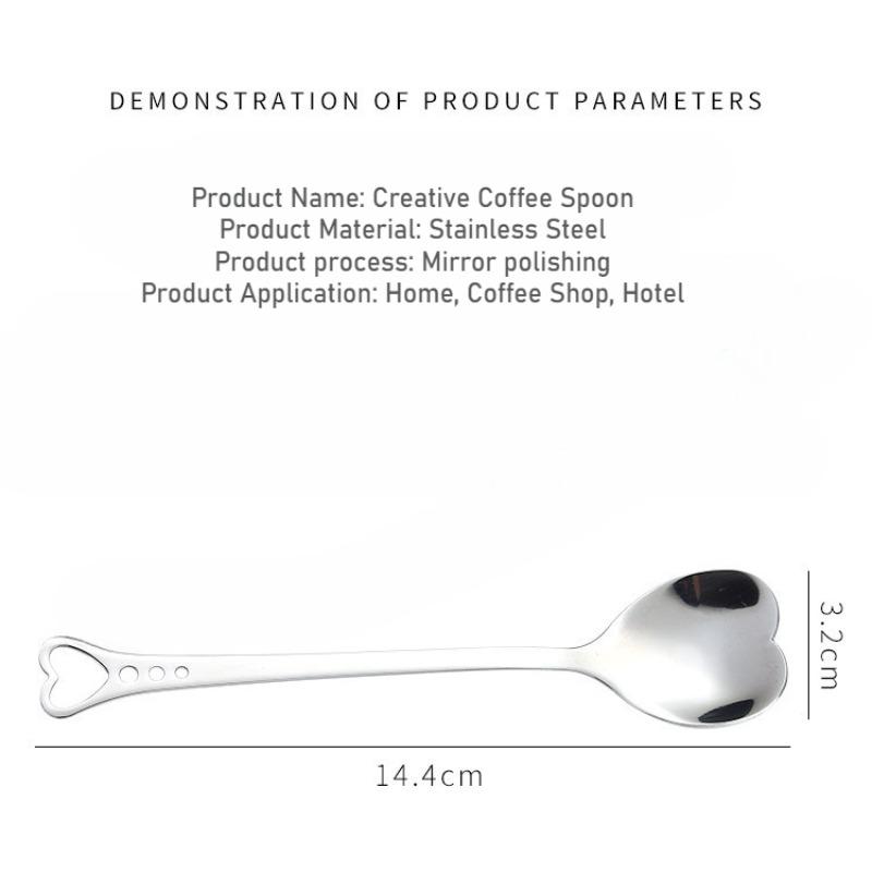 Heart-shaped Coffee Spoon Stainless Steel Creative Porous Heart Stirring Spoon Dessert Snack Scoop Ice Cream Milk Tableware