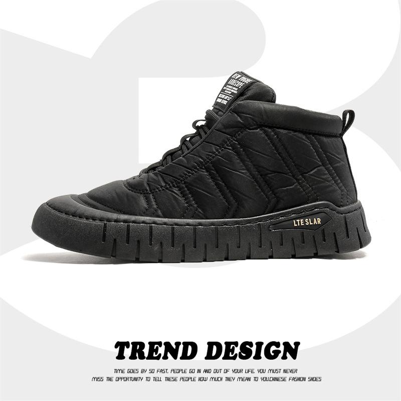 Fashion Winter Casual Plush Sport Shoes Mens Fashion Outdoor Ankle Boots Comfortable Warm Slip on Walking Flats for Men Footwear