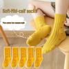 Yellow Girls' Mid-Calf Cotton Socks for Spring, Autumn, and Winter – Sports Style