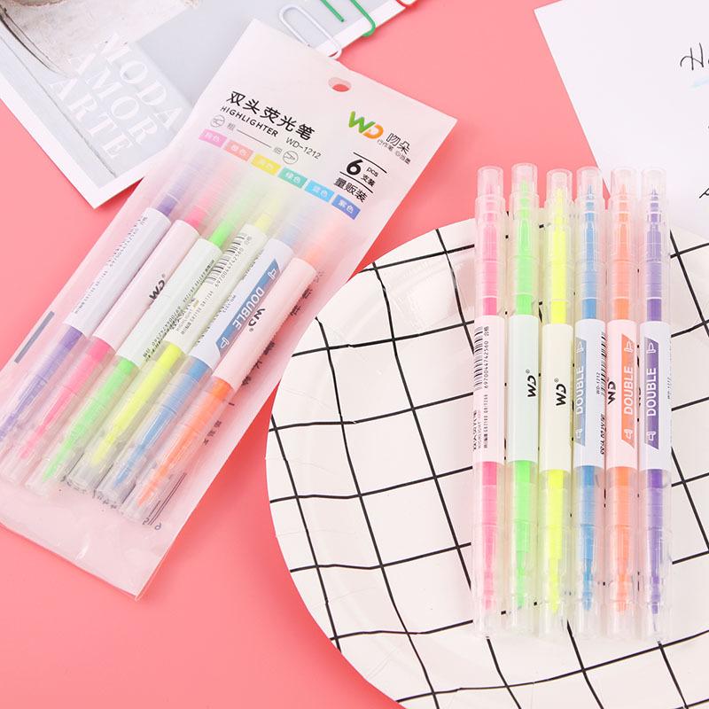Set di evidenziatori bicolore multicolore - Pennarelli creativi per studenti, graffiti e journaling.