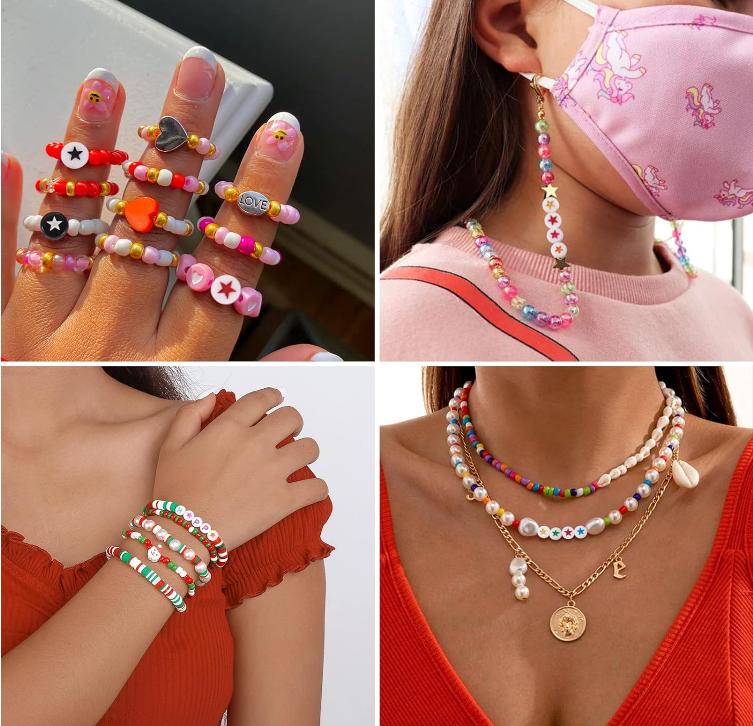 100 Stück 7mm Liebliches Sternmuster Mode Flache Runde Acryl Lose Perlen Für DIY Handgemachtes Armband Halskette Schmuck Perlenzubehör