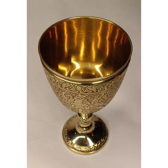 1 Weinglas aus massivem Messing, Weinkelchglas, handgefertigt, graviert, Messing, geprägt, Kelch