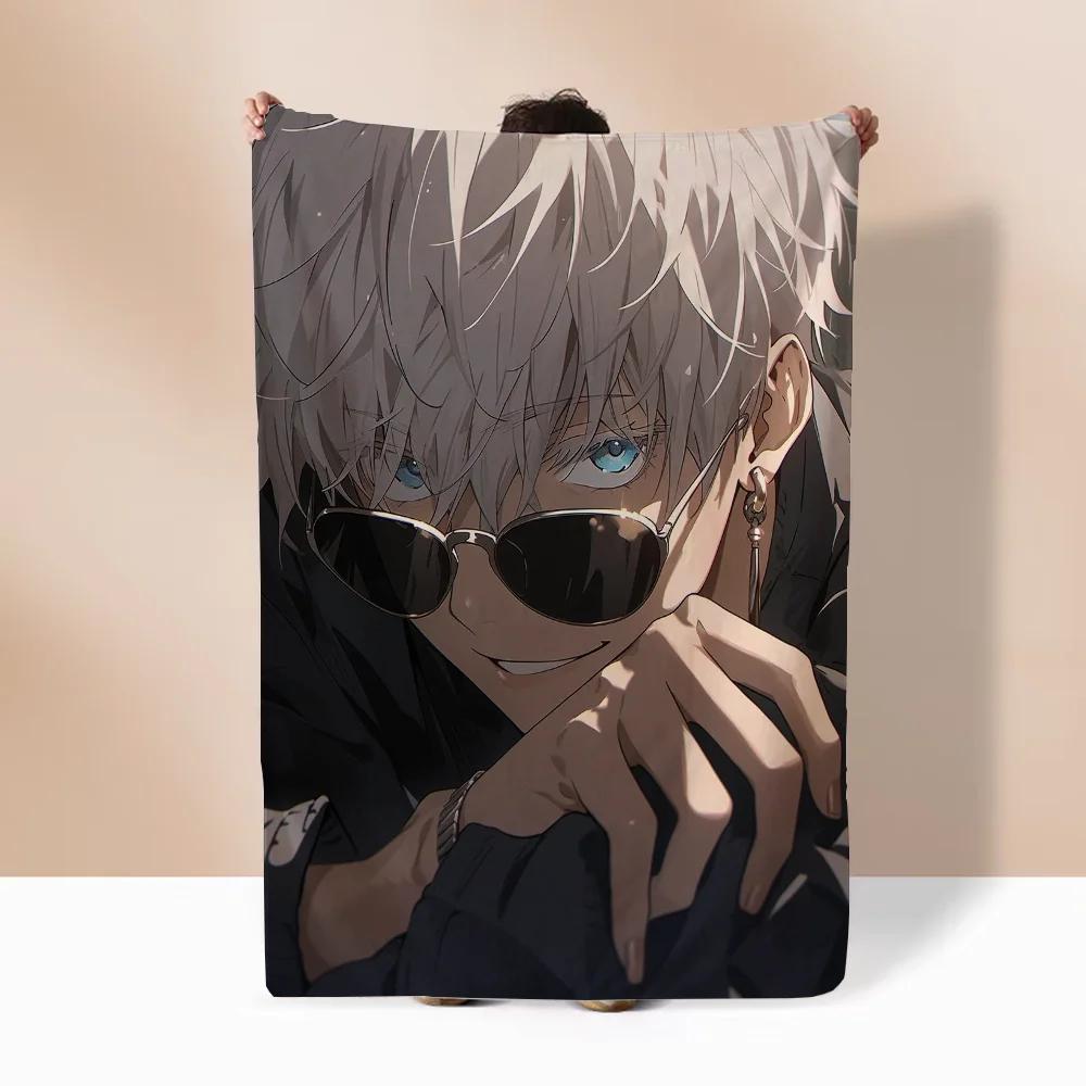 Jujutsu Kaisen-Gojo Satoru Fleecedecke Groß Luxuriöse Decken und Überwürfe Strandtuch Bettüberwurf Mikrofaser Bettwäsche Flauschig Kariert