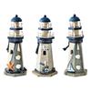 Wooden Lighthouse Collection Photography Prop Vintage Style Beach Themed Ornament for Desktop Office Desk Entrance Cabinet
