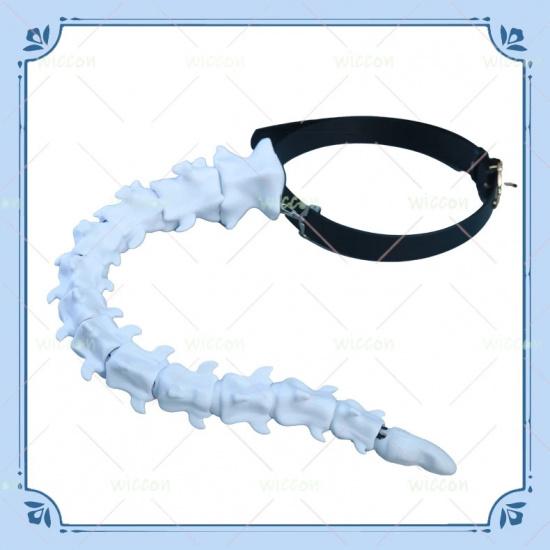 [Cos C COS] Anime Halloween Skeleton Bone Tail Cosplay Accessory Animal Tail Pendant Game Costume Party Decoration Roleplay One Size белый