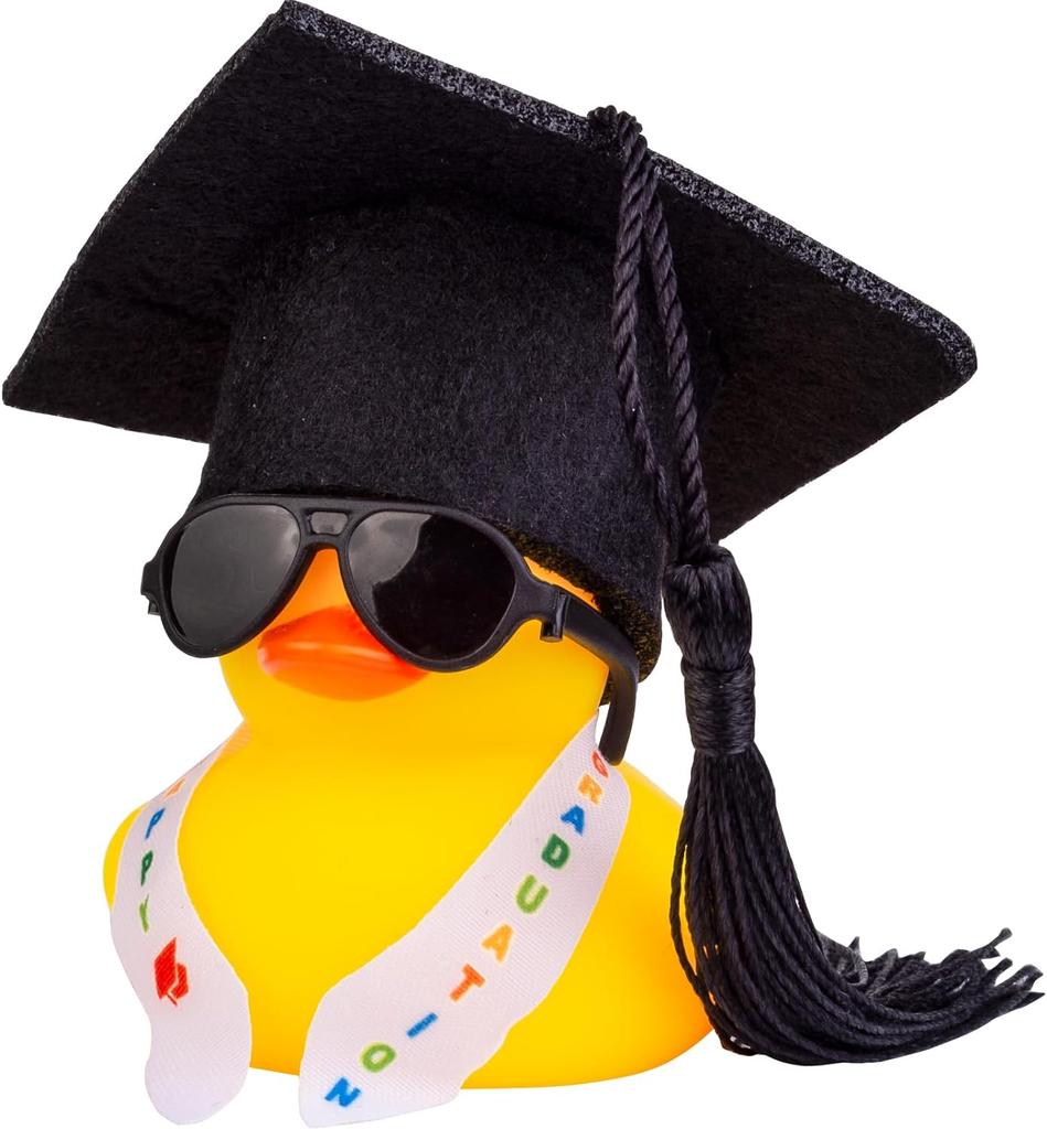 Graduation Ducks Car Dashboard Decorations Rubber Duck Car Ornaments Accessories With Mini Graduation Hats Sashes Glasses