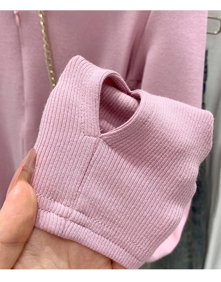 Damen Koreanischer Rosa Kapuzen-Strick-Cardigan-T-Shirt - Herbst/Winter 2025 Kollektion, Vielseitig als Innenlage oder Oberbekleidung
