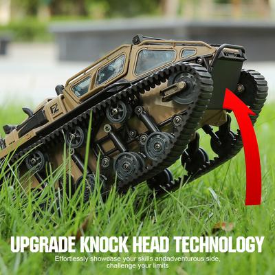 RC Tracked Tank With Full-Proportional Remote Control Car Powerful Offroad For All Terrains With Led Lights And Alloy Door Open