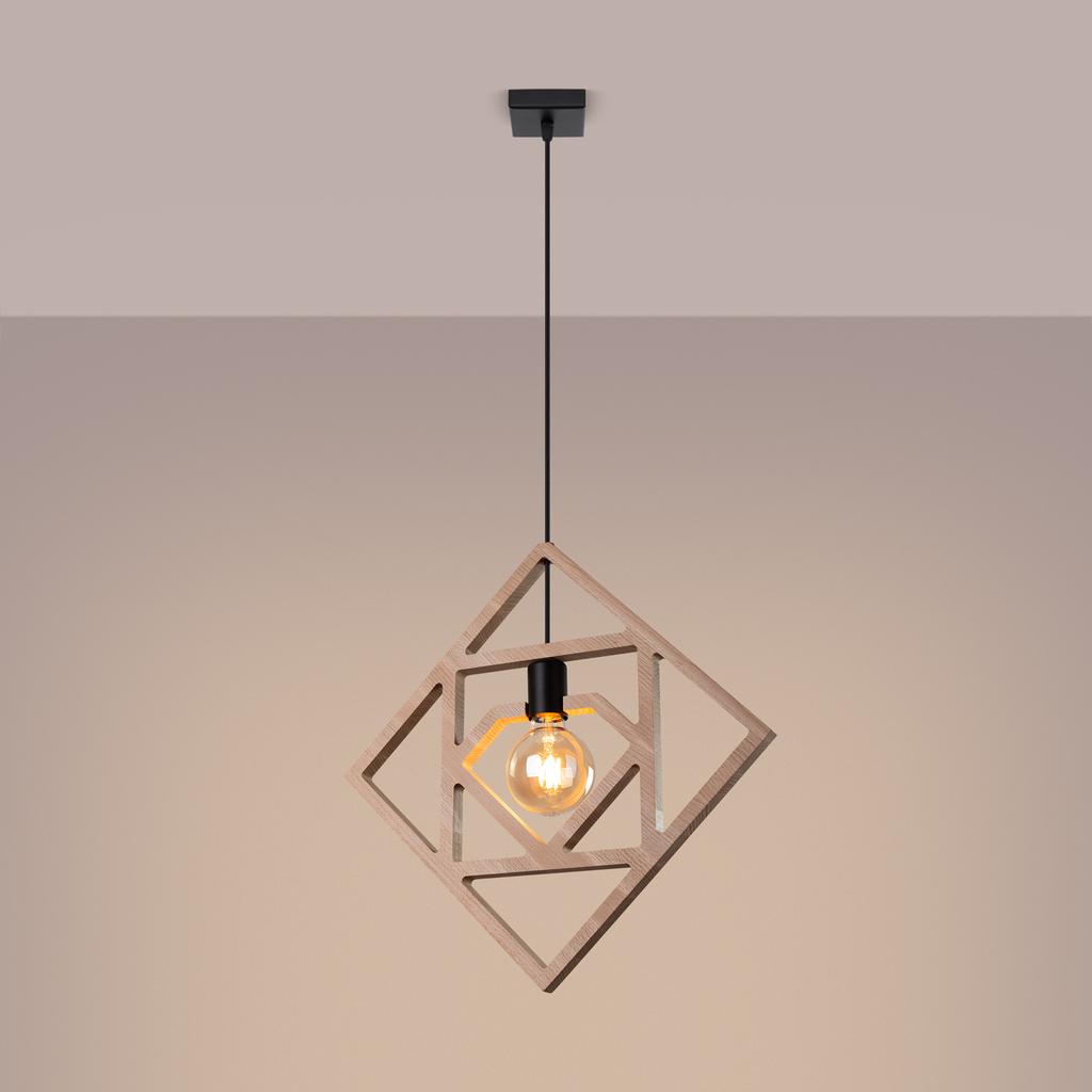 Lampa Wisząca Caro 1 E27 Naturalne Drewno  Wood Sollux Sl.1757