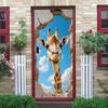 1pcs Self Adhesive Removable Vinyl Door Stickers Creative Giraffe Breaks Wall and Begins with 3D Visual Effects Home Decoration