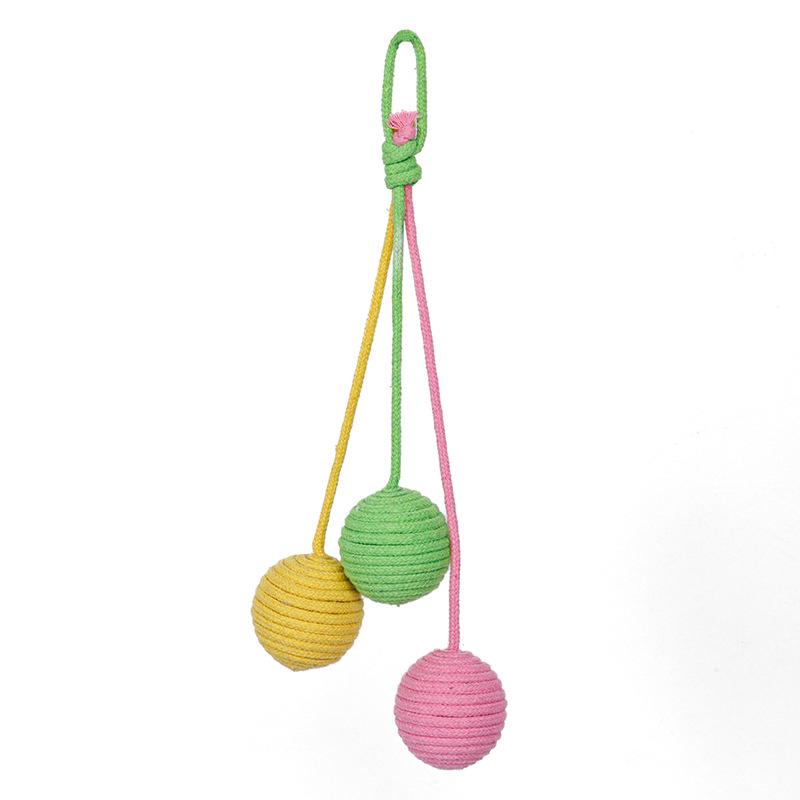 Cat Teaser Self-Sisal Ball Toy: Sound, Bite-Resistant, Hangable, Cotton Rope Kitten Plaything.