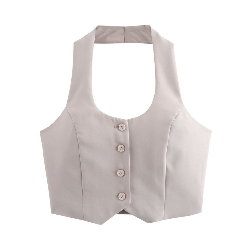 

Fashion Style 2024 Spring/Summer New Arrival Women s Clothing Easiest for Match Cut Halterneck Vest High Waist Wide Leg Pants 3819602 Vest L