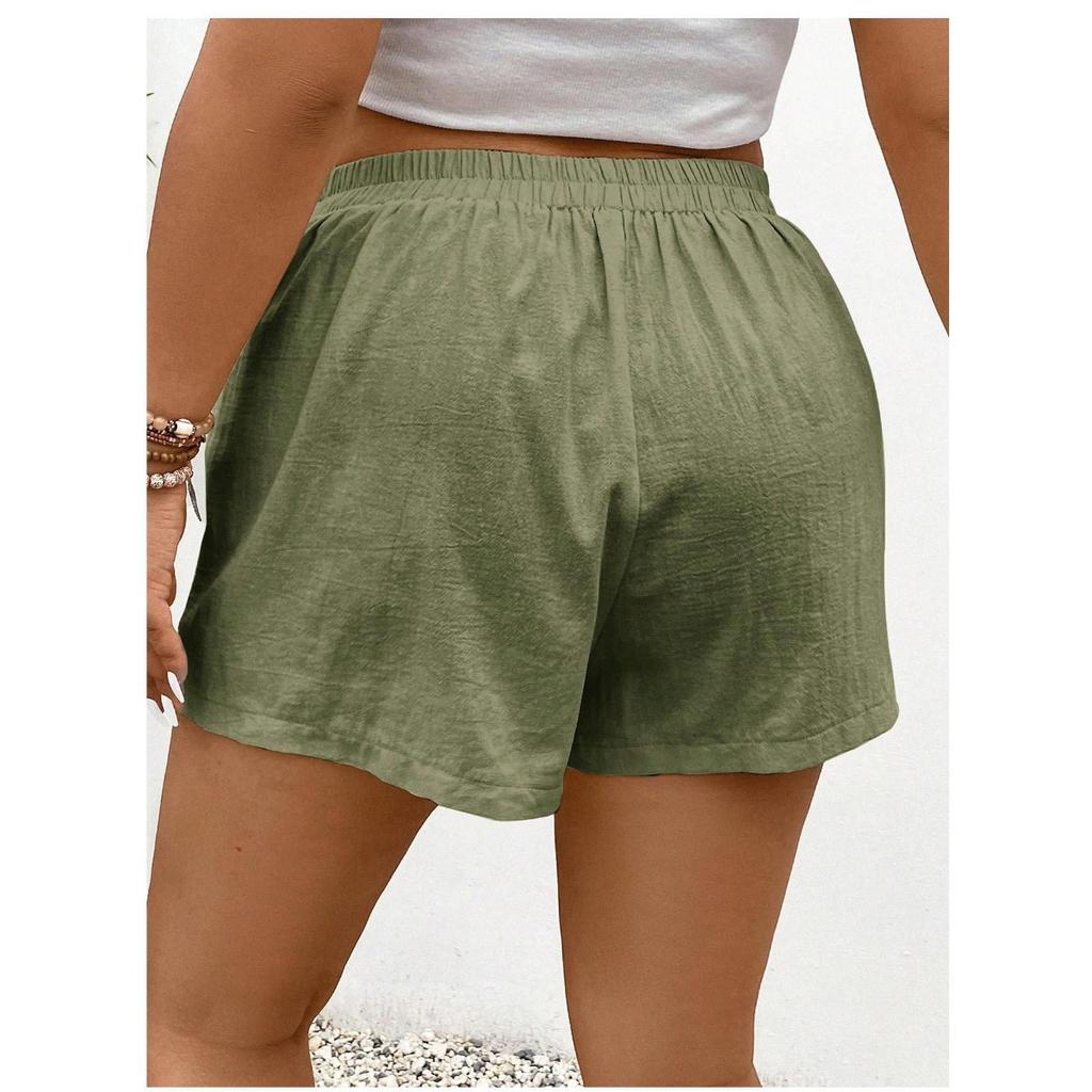 Spring Summer New Solid Color Tie Waist Elastic High Waist A-line Skort Women Casual Summer Shorts Skirt