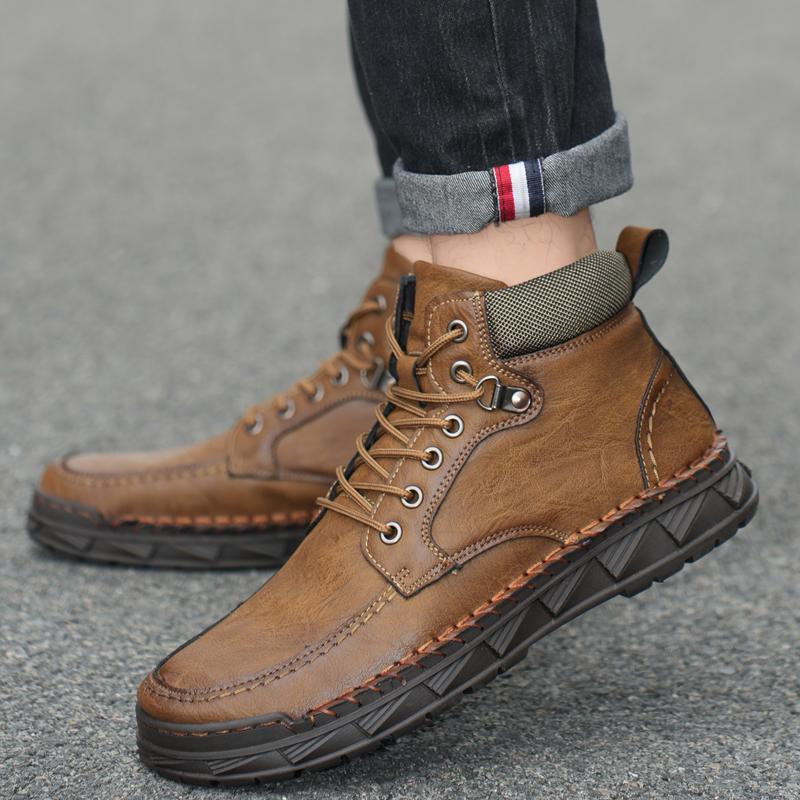 Men's High-top Leather Boots Casual Sneakers