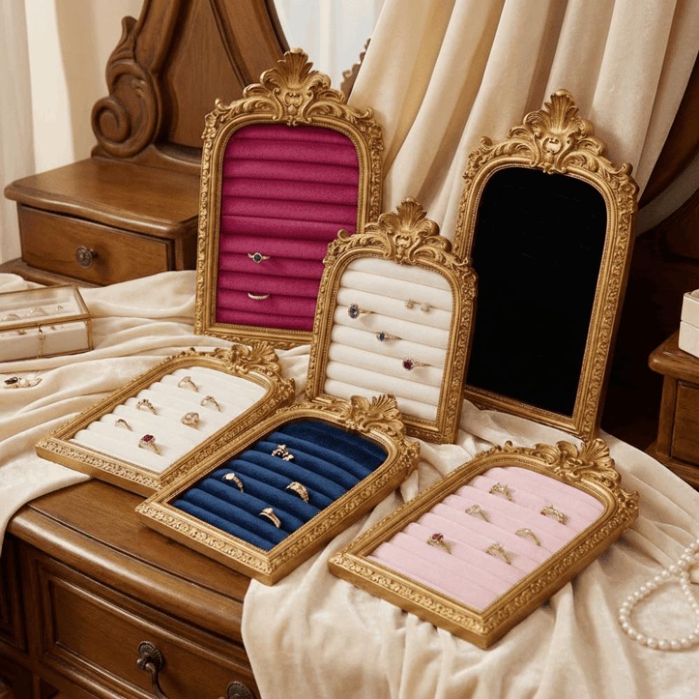 Velvet Jewelry Display Rack Picture Frame Shape Earring Ring Shelves Home Decoration