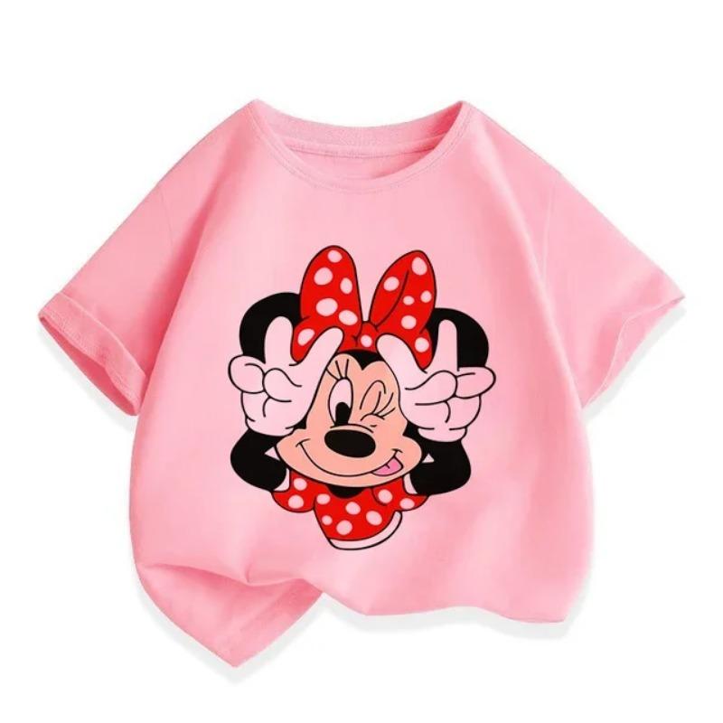 2026 Mickey Cartoon Boys and Girls Short Sleeve Summer Clothes Cute Minnie Print