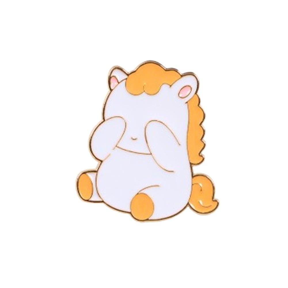 Cartoon Zodiac Horse Brooch Zinc Zinc Zinc Alloy New Year Lapel Pins Cute Animal Brooch  Clothing Accessories