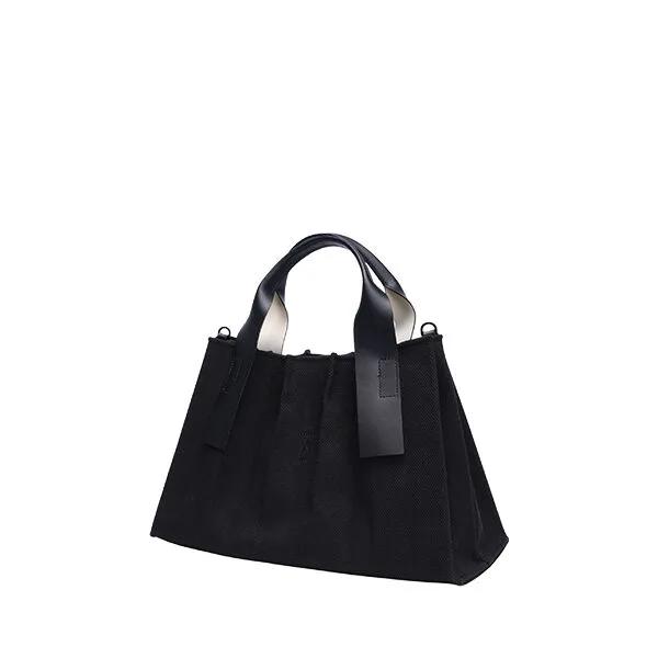 Lucky Pleats Canvas Tote S Black_Black