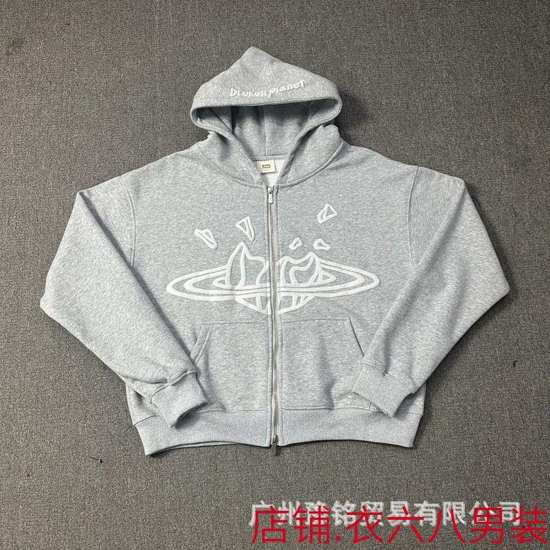 Broken Planet Oversized Hoodie Jogger Set Mens Streetwear Cotton Fleece Letter Puff Print Loose Fit Winter