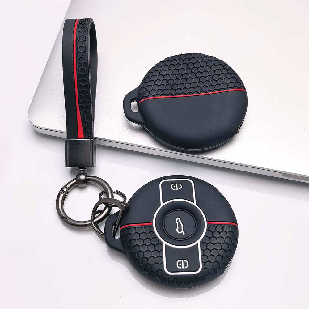 Key Holder Cover for Mercedes with Keychain For Smart 1 Smart 3 Anti-Scratch Anti-Shock Keychain Holder Anti-Scratch Guard Soft Grip Texture