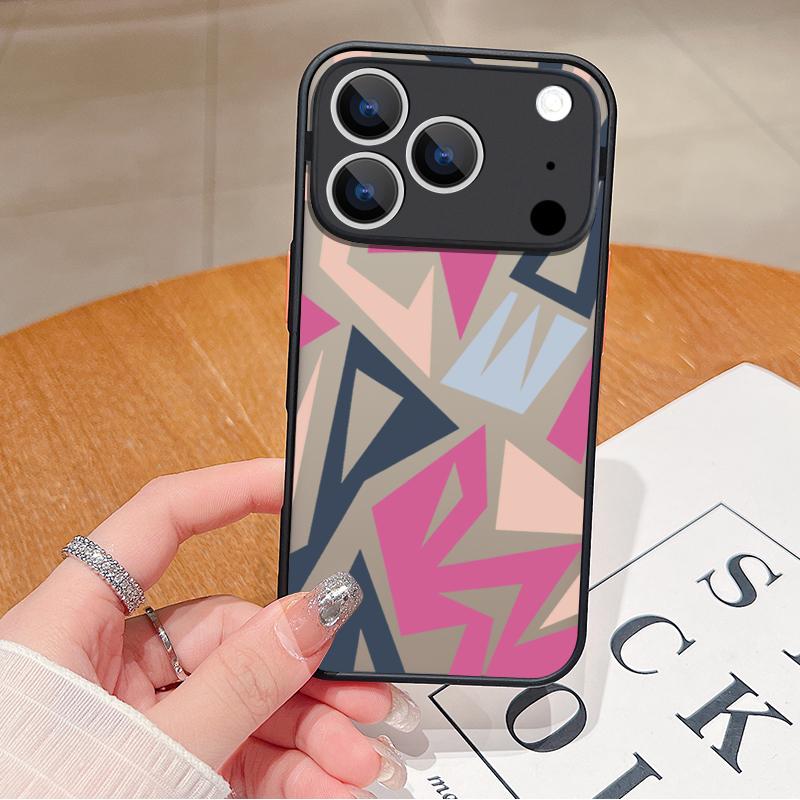 Geometric Patterned Print Case For iPhone 17 Air 16e 16 15 14 Pro Max 13 15 Pro 17 Pro 17 Shockproof Soft Edge Hard PC Matte Phone Cover