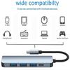 Hub Adaptateur USB-C 5 en 1 - BOOLING - PD 100W - 1 Port USB 3.0 - 3 Ports USB 2.0 - Gris