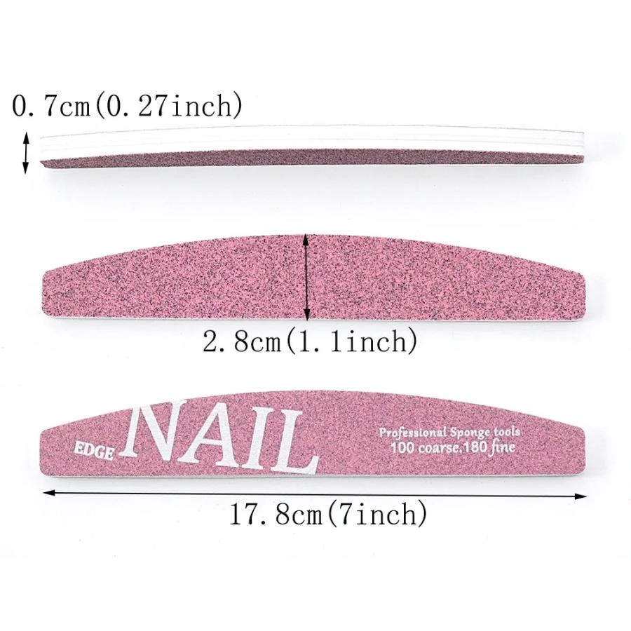 

1 шт. Двусторонняя губка для маникюра 100/180 Пилка для ногтей Полоски для полировки маникюра Ношение ногтей Шлифовальный брусок для края ногтя розовый