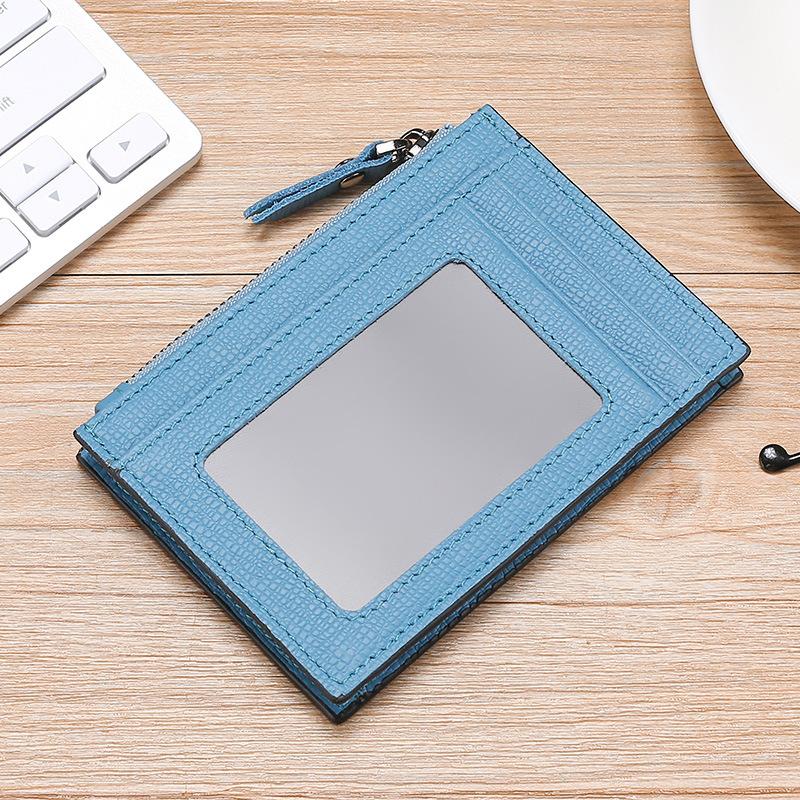 Leather Mini Ultra-thin Card Clip Card Bag RFID Anti-magnetic Cowhide Card Sleeve Zipper Change Bag