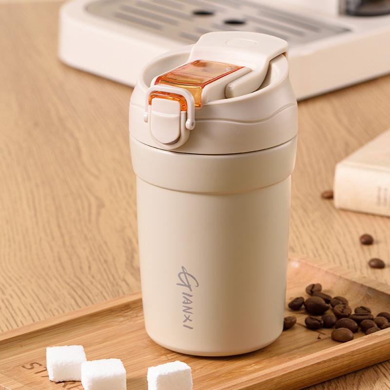 Coffe Insulation Mug Ceramic Liner Thermos With Straw Cold-Keeping Car Simple Style  Leak-Proof Car Women General Gift Cup