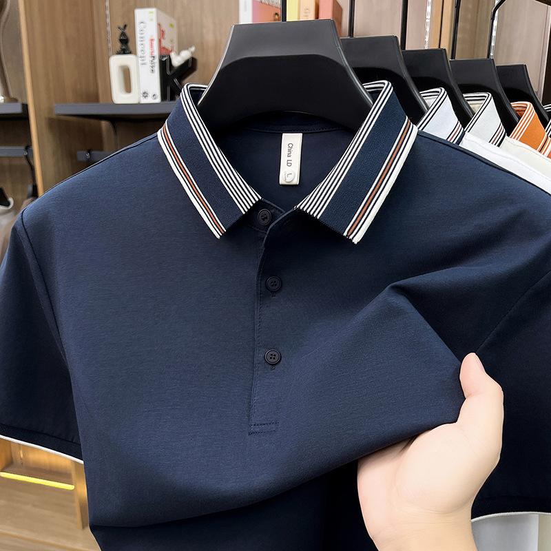 Summer Men s Short Sleeve Lapel Collar T-Shirt Fashion Loose Fit Casual Top M