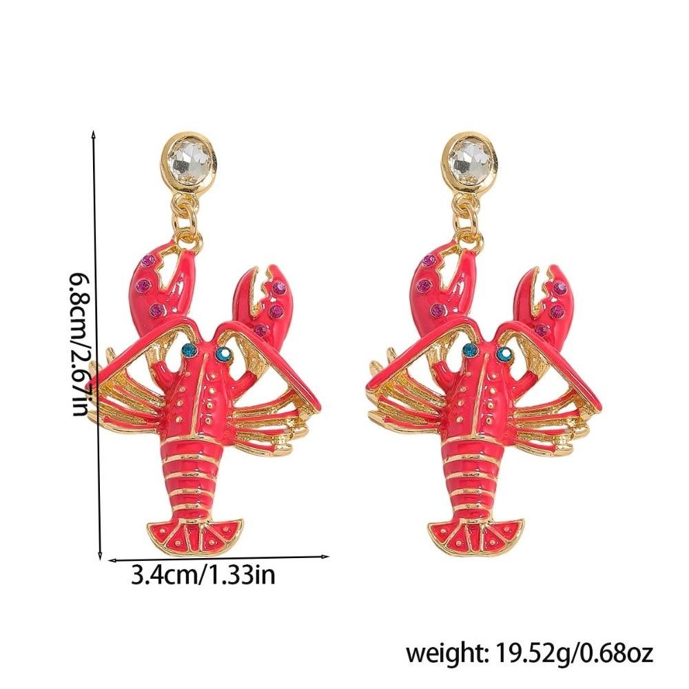 Ocean Series Personalized Earrings Diamond Lobster Decorative Earrings Lobster Earrings  Vacation